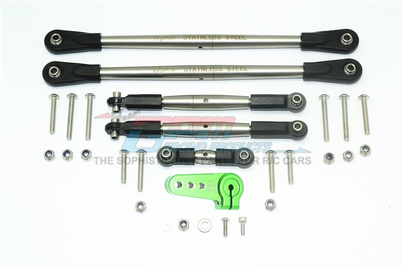 Losi 1/6 Super Baja Rey 4X4 Desert Truck Stainless Steel Adjustable Tie Rods With Aluminum Servo Horn - 29Pc Set Green