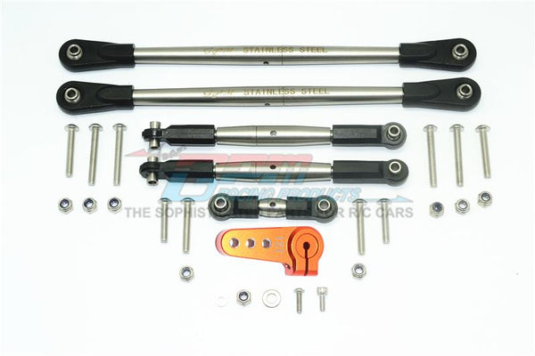 Losi 1/6 Super Baja Rey 4X4 Desert Truck Stainless Steel Adjustable Tie Rods With Aluminum Servo Horn - 29Pc Set Orange