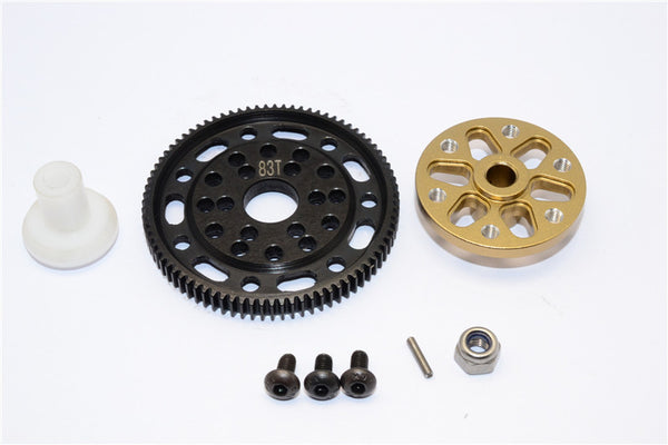Axial SCX10 & Wraith Steel #45 Spur Gear 48 Pitch 83T + Aluminum Spur Gear Adapter - 1 Set Titanium