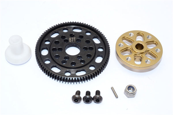 Axial SCX10 & Wraith Steel #45 Spur Gear 48 Pitch 87T + Aluminum Spur Gear Adapter - 1 Set Titanium
