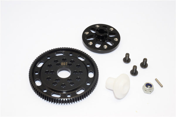 Axial SCX10 & Wraith Steel #45 Spur Gear 48 Pitch 89T + Aluminum Spur Gear Adapter - 1 Set Black