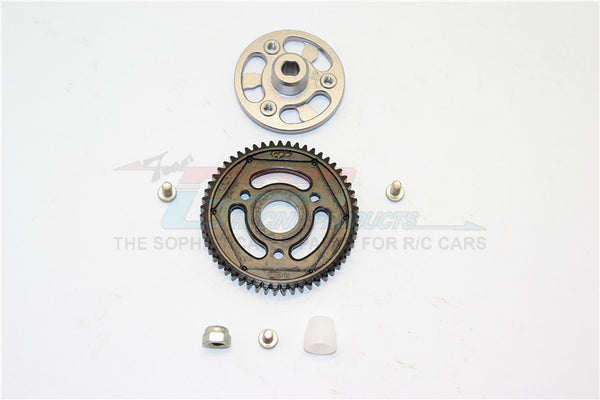 Axial SCX10 II (AX90046) Aluminum Spur Gear Adapter + Steel Gear 55T - 1 Set Gray Silver