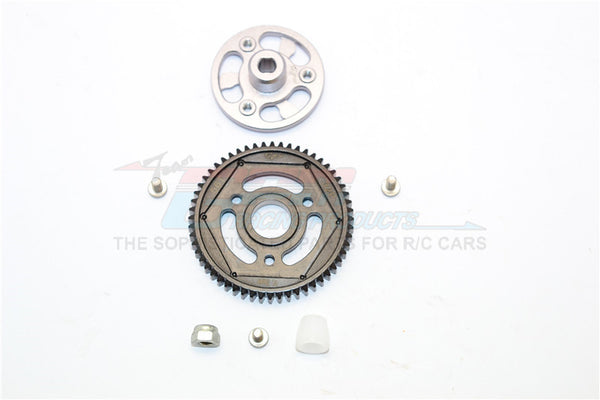 Axial SCX10 II (AX90046) Aluminum Spur Gear Adapter + Steel Gear 56T - 1 Set Gray Silver