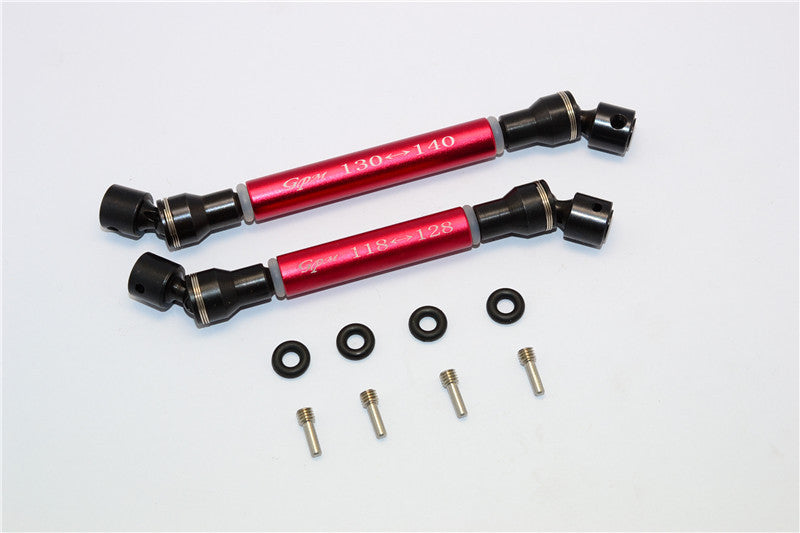 Axial SCX10 II AX90047 Steel+Aluminum Center Shaft (S:118mm-128mm, L:130mm-140mm) - 1 Set Red