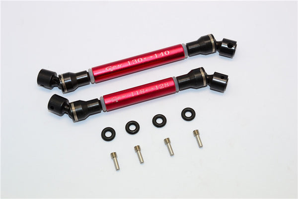 Axial SCX10 II AX90047 Steel+Aluminum Center Shaft (S:118mm-128mm, L:130mm-140mm) - 1 Set Red
