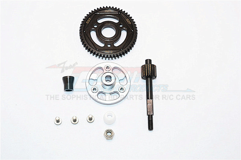 Axial SCX10 II (AX90047) Aluminum Spur Gear Adapter+Steel Gear 55T - 1 Set Gray Silver