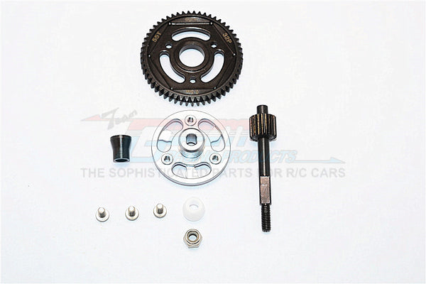 Axial SCX10 II (AX90047) Aluminum Spur Gear Adapter+Steel Gear 55T - 1 Set Gray Silver
