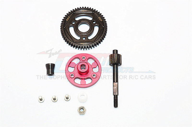 Axial SCX10 II (AX90047) Aluminum Spur Gear Adapter+Steel Gear 55T - 1 Set Red