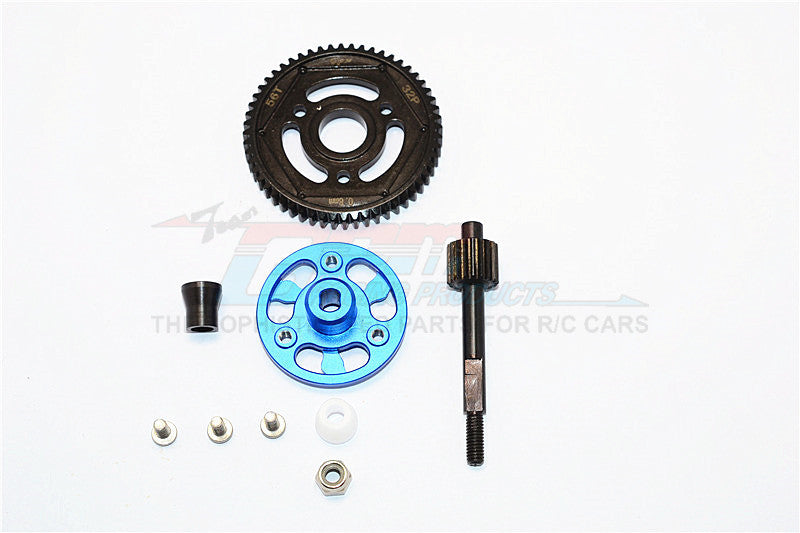 Axial SCX10 II (AX90047) Aluminum Spur Gear Adapter+Steel Gear 56T - 1 Set Blue