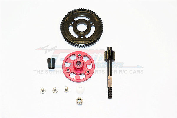 Axial SCX10 II (AX90047) Aluminum Spur Gear Adapter+Steel Gear 56T - 1 Set Red