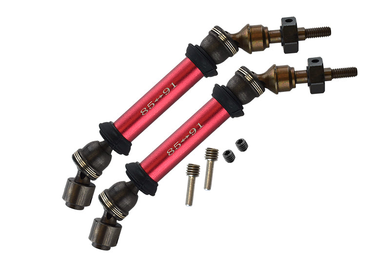 Traxxas Slash 4X4 Steel+Aluminum Front CVD Drive Shaft With 12mmX6mm Wheel Hex - 1Pr Set Red