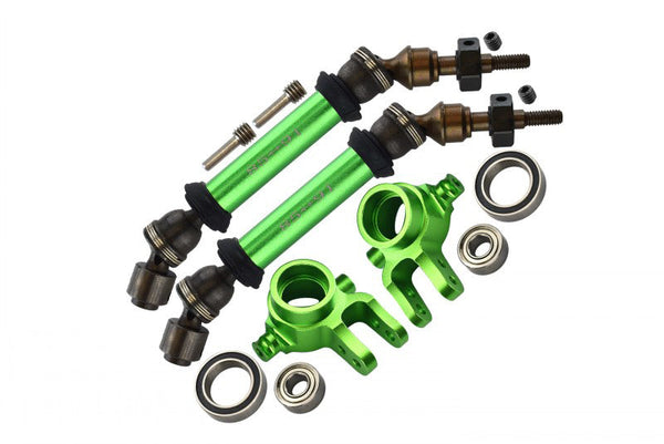 Steel+Aluminium Widen Front CVD Drive Shaft with Knuckle Arm For 1:10 Traxxas Slash 4X4 / Slash 4X4 LCG / Rustler 4X4 VXL - 12Pc Set Green