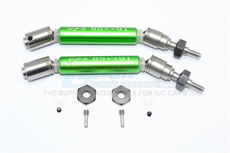 Traxxas Slash 4X4 / Slash 4X4 LCG Stainless Steel 304 + Aluminum Front CVD Drive Shaft With Steel Wheel Hex - 1Pr Set Green