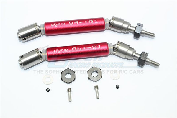 Traxxas Slash 4X4 / Slash 4X4 LCG Stainless Steel 304 + Aluminum Front CVD Drive Shaft With Steel Wheel Hex - 1Pr Set Red