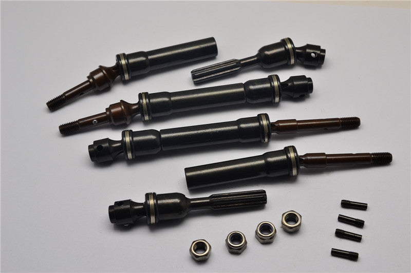 Traxxas Slash 4X4 Steel Front + Rear CVD Universal Swing Shaft With Spring Steel Cup Joint - 2Prs Set Black