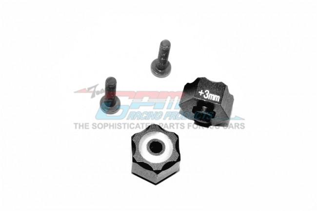 Traxxas LaTrax SST Aluminum Hex Adapter (+3mm) - 2Pcs Set Black