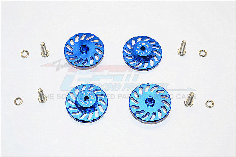 Traxxas LaTrax SST & LaTrax Teton Aluminum Wheel Hex Adapter +2mm With Brake Disk - 4Pcs Set Blue