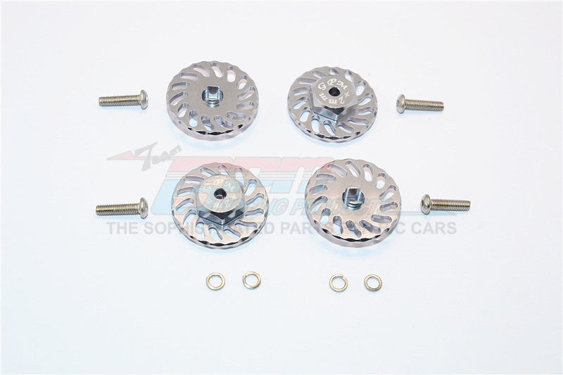 Traxxas LaTrax SST & LaTrax Teton Aluminum Wheel Hex Adapter +2mm With Brake Disk - 4Pcs Set Gray Silver