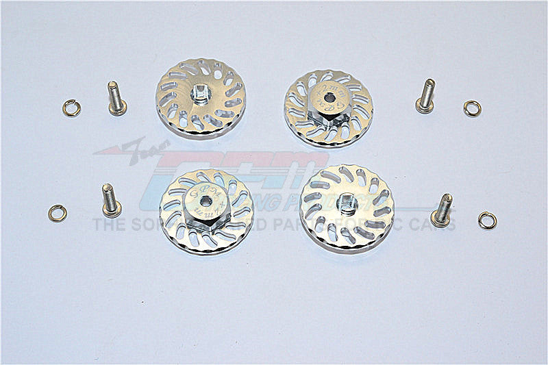 Traxxas LaTrax SST & LaTrax Teton Aluminum Wheel Hex Adapter +2mm With Brake Disk - 4Pcs Set Silver
