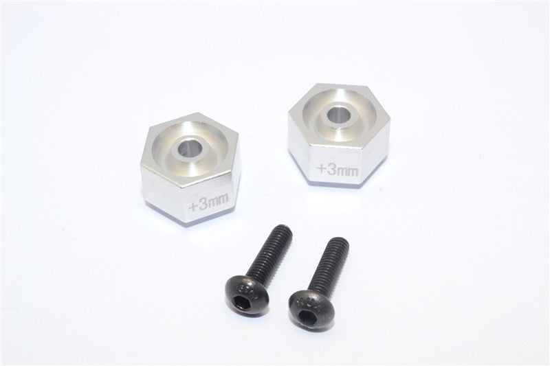 Traxxas LaTrax SST Aluminum Hex Adapter (+3mm) - 2Pcs Set Silver