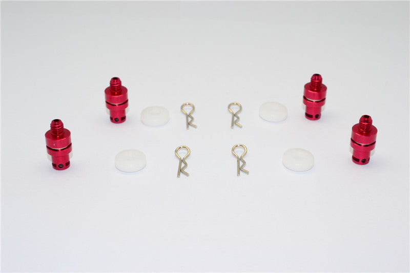 Traxxas LaTrax SST Aluminum Front & Rear Magnet Body Post - 1 Set Red