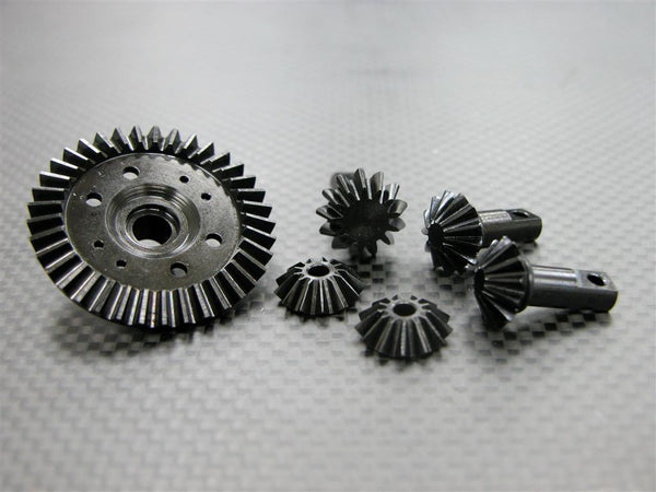 Traxxas Revo, Revo 3.3 Hard Steel Gear Set For Differential Assembly With Shims & O-Rings - 6Pcs Set Black