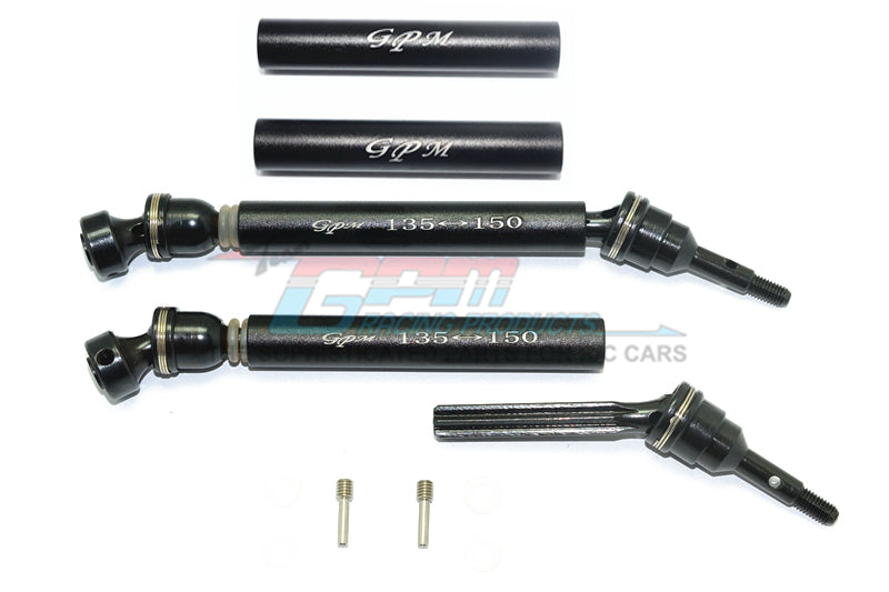 Traxxas Revo Steel+Aluminum Front/Rear Universal Swing Shaft With Washers & Wheel Hubs - 1Pr Set Black