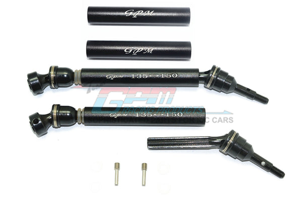 Traxxas Revo Steel+Aluminum Front/Rear Universal Swing Shaft With Washers & Wheel Hubs - 1Pr Set Black