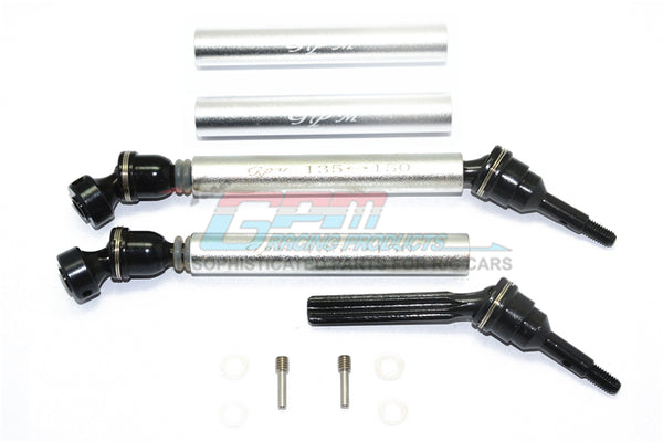 Traxxas Revo / Summit / E-Revo  Steel+Aluminum Front/Rear Universal Swing Shaft With Washers & Wheel Hubs - 1Pr Set Silver