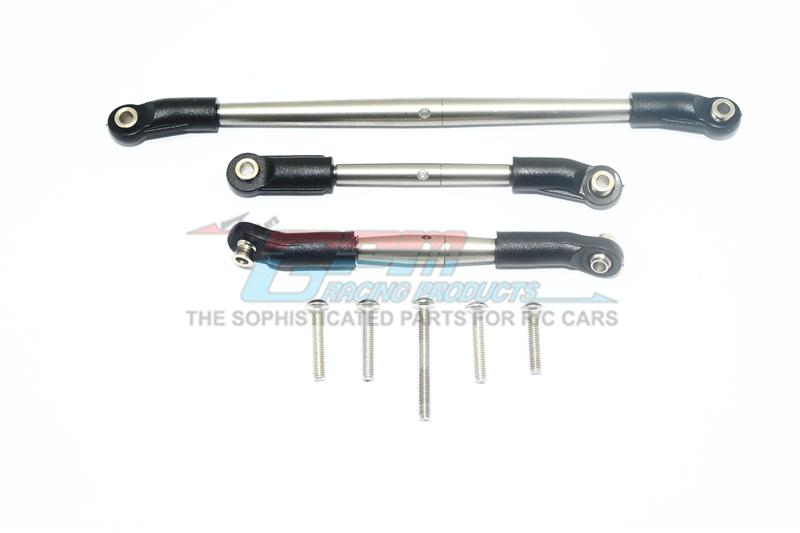 Traxxas TRX-4 Defender / Tactical Unit / Ford Bronco / Blazer Stainless Steel Adjustable Steering Link & Front Suspension Link - 3Pc Set 