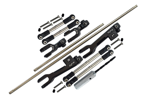 Traxxas Unlimited Desert Racer 4X4 (#85076-4) Spring Steel Front + Rear Sway Bar & Aluminum Sway Bar Arm & Stainless Steel Linkage - 23Pc Set Black