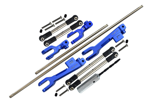 Traxxas Unlimited Desert Racer 4X4 (#85076-4) Spring Steel Front + Rear Sway Bar & Aluminum Sway Bar Arm & Stainless Steel Linkage - 23Pc Set Blue