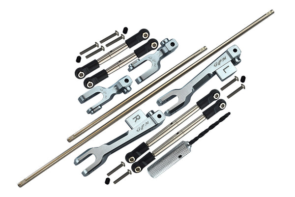 Traxxas Unlimited Desert Racer 4X4 (#85076-4) Spring Steel Front + Rear Sway Bar & Aluminum Sway Bar Arm & Stainless Steel Linkage - 23Pc Set Gray Silver