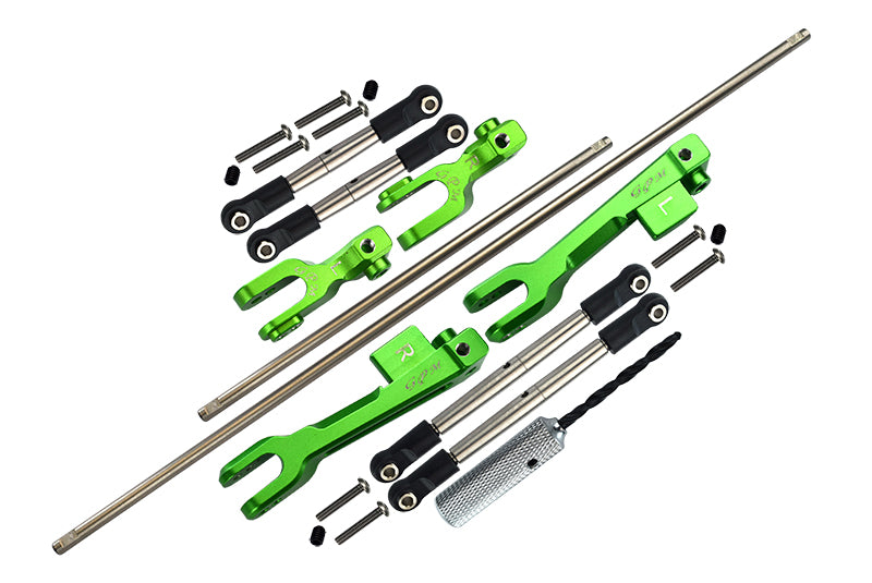 Traxxas Unlimited Desert Racer 4X4 (#85076-4) Spring Steel Front + Rear Sway Bar & Aluminum Sway Bar Arm & Stainless Steel Linkage - 23Pc Set Green