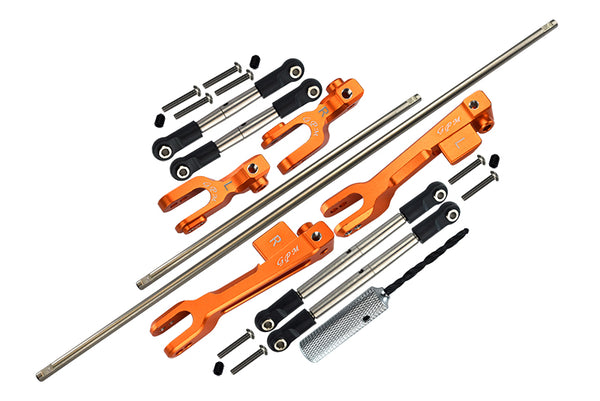 Traxxas Unlimited Desert Racer 4X4 (#85076-4) Spring Steel Front + Rear Sway Bar & Aluminum Sway Bar Arm & Stainless Steel Linkage - 23Pc Set Orange