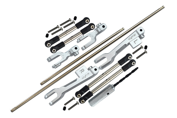 Traxxas Unlimited Desert Racer 4X4 (#85076-4) Spring Steel Front + Rear Sway Bar & Aluminum Sway Bar Arm & Stainless Steel Linkage - 23Pc Set Silver