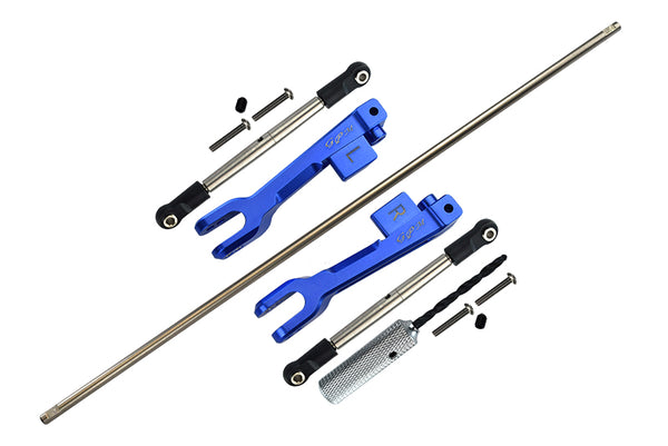 Traxxas Unlimited Desert Racer 4X4 (#85076-4) Spring Steel Rear Sway Bar & Aluminum Sway Bar Arm & Stainless Steel Linkage - 12Pc Set Blue