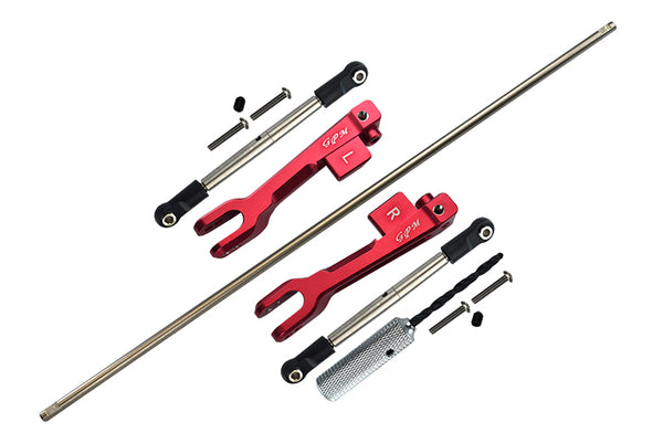 Traxxas Unlimited Desert Racer 4X4 (#85076-4) Spring Steel Rear Sway Bar & Aluminum Sway Bar Arm & Stainless Steel Linkage - 12Pc Set Red