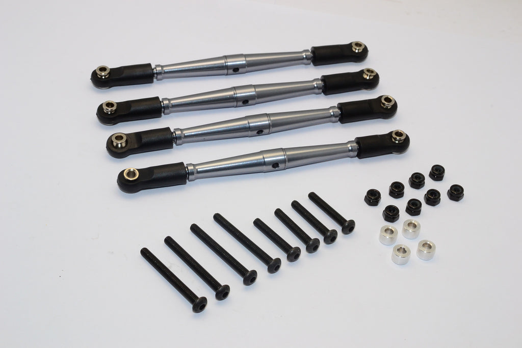 Gmade Sawback Aluminum Lower Anti-Thread Tie Rod - 4Pcs Set Gray Silver