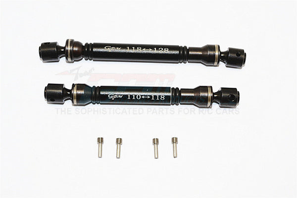 Gmade Sawback Steel+Aluminum Front & Rear Main Drive Shaft (F:118mm-128mm, R:110mm-118mm) - 2Pcs Set Black
