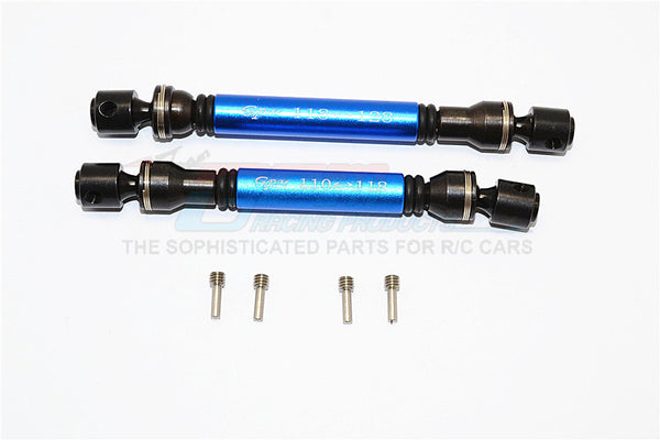 Gmade Sawback Steel+Aluminum Front & Rear Main Drive Shaft (F:118mm-128mm, R:110mm-118mm) - 2Pcs Set Blue