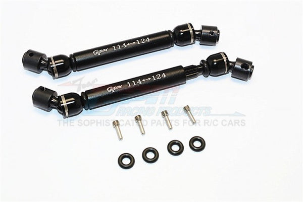 Gmade Sawback GS01 & Sawback 4LS Steel+Aluminum Front & Rear Main Drive Shaft (114mm-124mm) - 1Pr Set Black