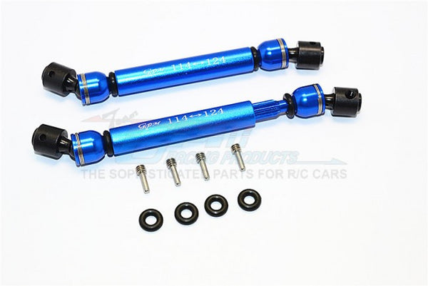 Gmade Sawback GS01 & Sawback 4LS Steel+Aluminum Front & Rear Main Drive Shaft (114mm-124mm) - 1Pr Set Blue
