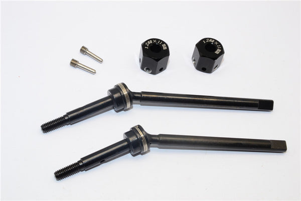 Gmade Sawback Steel Front CVD Drive Shaft (L63mm, R67mm) With 31mm Cup Joint & 11mm Hex Adapter For 5mm Wider - 2Pcs Set Black