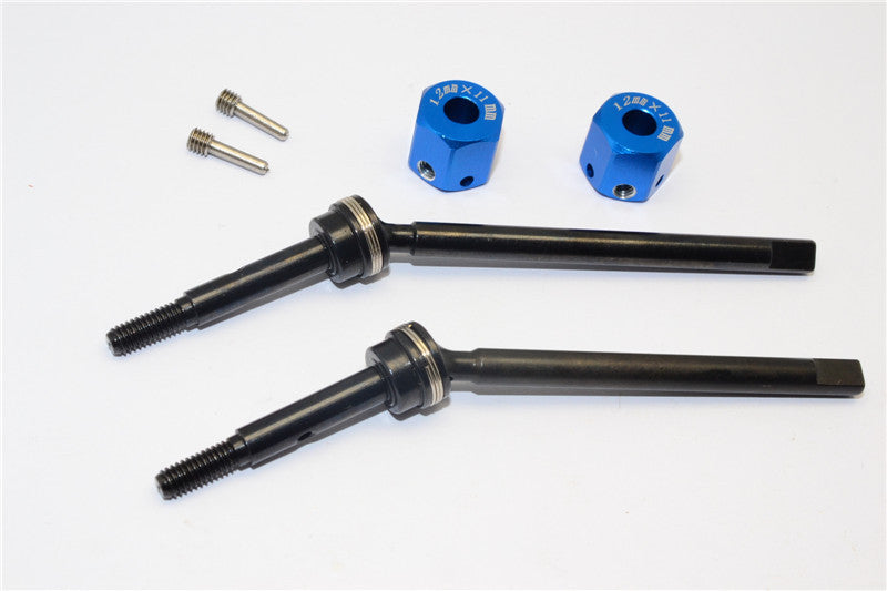 Gmade Sawback Steel Front CVD Drive Shaft (L63mm, R67mm) With 31mm Cup Joint & 11mm Hex Adapter For 5mm Wider - 2Pcs Set Blue