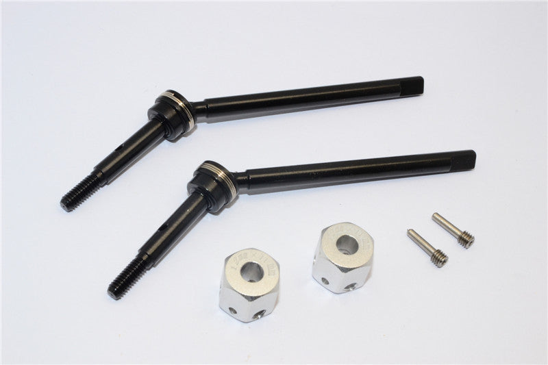 Gmade Sawback Steel Front CVD Drive Shaft (L63mm, R67mm) With 31mm Cup Joint & 11mm Hex Adapter For 5mm Wider - 2Pcs Set Silver