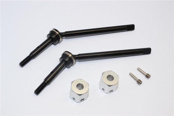 Gmade Sawback Steel Front CVD Drive Shaft (L63mm, R67mm) With 31mm Cup Joint & 11mm Hex Adapter For 5mm Wider - 2Pcs Set Silver