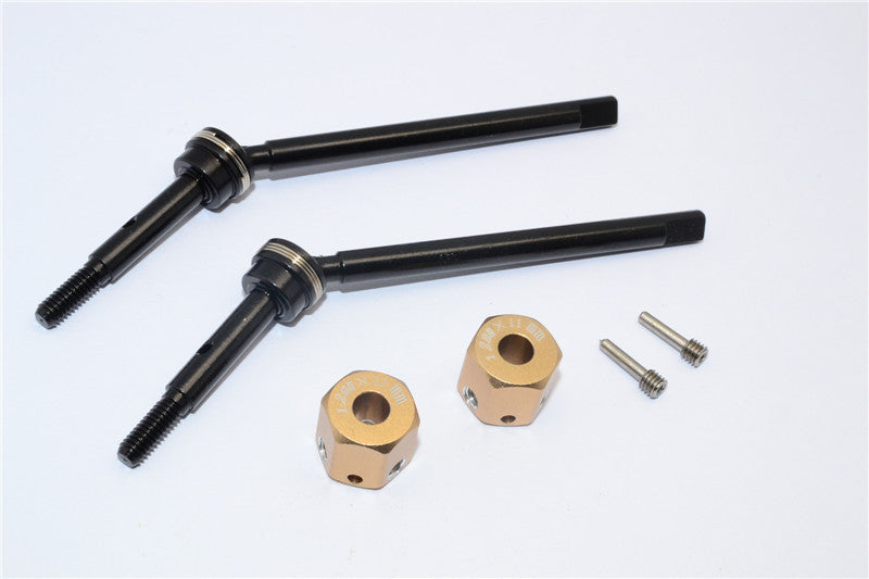 Gmade Sawback Steel Front CVD Drive Shaft (L63mm, R67mm) With 31mm Cup Joint & 11mm Hex Adapter For 5mm Wider - 2Pcs Set Titanium