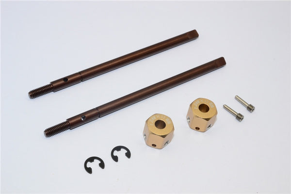 Gmade Sawback Spring Steel Rear Drive Shaft (L98mm, R102mm) With 11mm Hex Adapter For 5mm Wider - 2Pcs Set Titanium