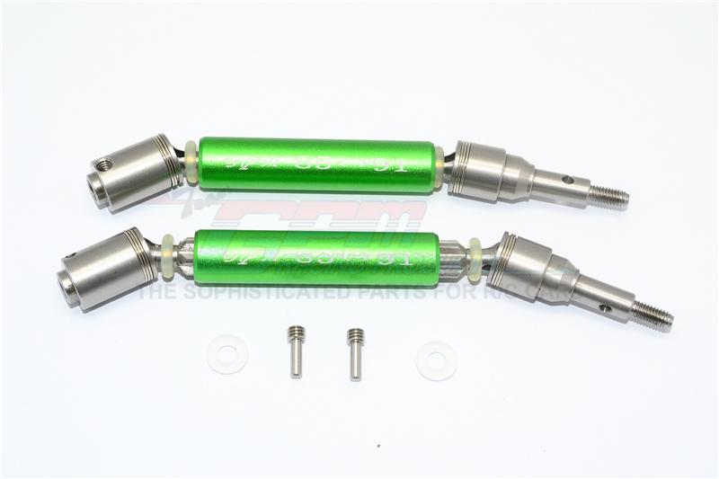 Traxxas XO-01 Supercar Stainless Steel 304 + Aluminum Front CVD Drive Shaft - 1Pr Set Green